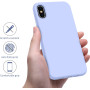 Husa protectie pentru iPhone X, ultra slim din silicon Albastru deschis,silk touch, interior din catifea