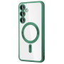 Husa Luxury tip MagSafe compatibila cu Samsung Galaxy S24, protectie camera, Margini colorate, Verde