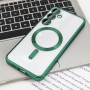 Husa Luxury tip MagSafe compatibila cu Samsung Galaxy S24, protectie camera, Margini colorate, Verde