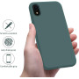 Husa protectie pentru iPhone Xr, ultra slim din silicon Verde inchis,silk touch, interior din catifea