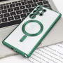 Husa Luxury tip MagSafe compatibila cu Samsung Galaxy S24 Ultra, protectie camera, Margini colorate, Verde