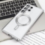 Husa Luxury tip MagSafe compatibila cu Samsung Galaxy S24 Ultra, protectie camera, Margini colorate, Argintiu