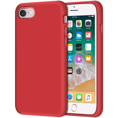 Husa protectie pentru iPhone SE 2020 ultra slim din silicon Rosu,silk touch, interior din catifea