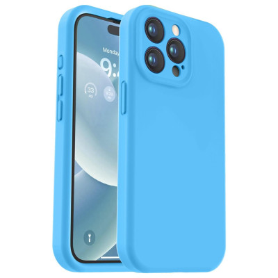 Husa de protectie din silicon pentru Apple iPhone 7, SoftTouch, interior microfibra, Albastru deschis