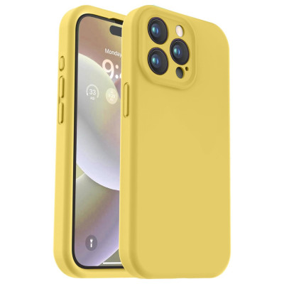 Husa de protectie din silicon pentru Apple iPhone 7 Plus, SoftTouch, interior microfibra, Galben