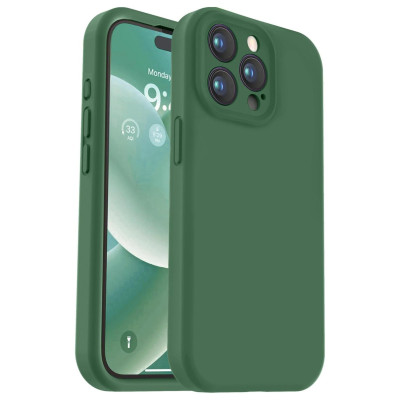 Husa de protectie din silicon pentru Apple iPhone 7 Plus, SoftTouch, interior microfibra, Verde Inchis