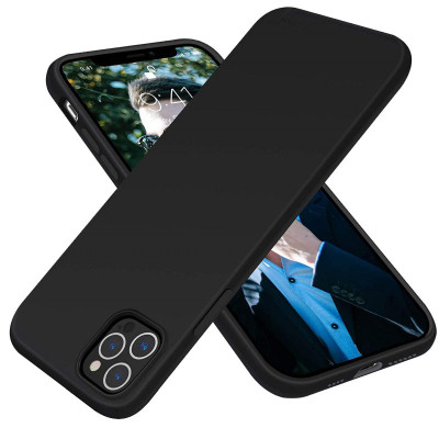 Husa protectie pentru iPhone 12 Pro MAX, ultra slim din silicon Negru,silk touch, interior din catifea