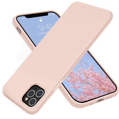 Husa protectie pentru iPhone 12 Pro , ultra slim din silicon Roz,silk touch, interior din catifea