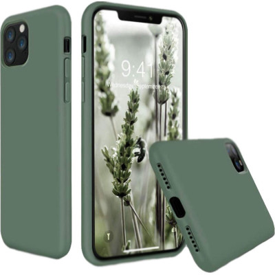 Husa protectie pentru iPhone 11 Pro Max, ultra slim din silicon, silk touch, interior din catifea, Verde inchis