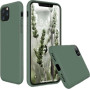 Husa protectie pentru iPhone 11 Pro Max, ultra slim din silicon, silk touch, interior din catifea, Verde inchis