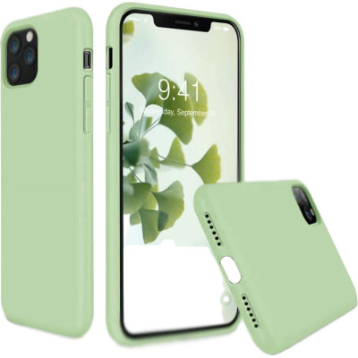 Husa protectie pentru iPhone 11 Pro Max, ultra slim din silicon, silk touch, interior din catifea, Verde deschis