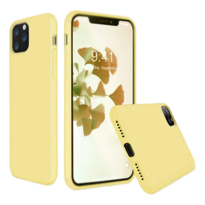 Husa protectie pentru iPhone 11 pro Max , ultra slim din silicon, silk touch, interior din catifea, Galben