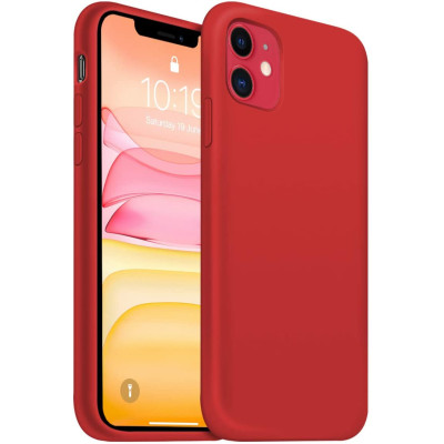 Husa pentru iPhone 11 Pro, ultra slim, silk touch, interior din catifea, protectie camera, protectie ecran, Rosu