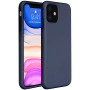 Husa pentru iPhone 11, ultra slim, silk touch Bleumarin, interior din catifea, protectie camera, protectie ecran