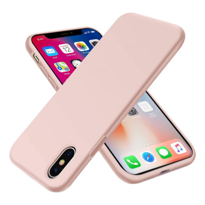 Husa protectie pentru iPhone Xs, ultra slim din silicon Roz,silk touch, interior din catifea