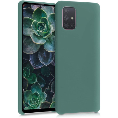 Husa protectie pentru Samsung Galaxy A72 5G ultra slim din silicon Verde inchis, silk touch, interior din catifea