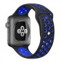 Curea apple watch din silicon 42-44mm neagra cu gauri albastre