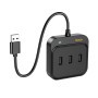 Hoco HB31 Hub USB, Multiport, USB-A la 4 x USB-A 2.0, 4 in 1, 20cm, Negru