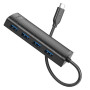 Hub USB Hoco HB41, Multiport, USB-C la 4 x USB-A 2.0, 4 in 1, 20cm, Negru