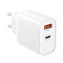 Incarcator Retea 30W PD Dual USB, Fast charge XO L116, cu cablu USB-C - tip Lightning, Alb