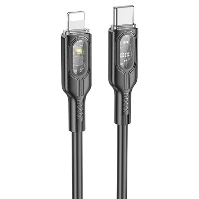 Cablu transfer date si incarcare Hoco U120 USB-C - tip Lightning PD27W 3A 1.2m, Negru