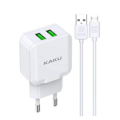 Incarcator Retea Kakusiga KSC-414 10W 2.4A 2xUSB-A cu cablu tip Lightning, Alb