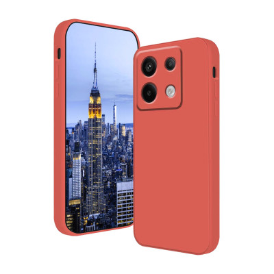 Husa de protectie din Silicon cu Microfibra la interior compatibila Redmi Note 13 Pro 5G, Rosu piersica