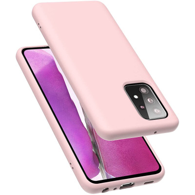 Husa protectie pentru Samsung Galaxy A52 ultra slim din silicon Roz deschis,silk touch, interior din catifea