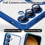Husa Luxury tip MagSafe compatibila cu Samsung Galaxy A55, protectie camera, Margini colorate, Albastru