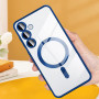 Husa Luxury tip MagSafe compatibila cu Samsung Galaxy A55, protectie camera, Margini colorate, Albastru
