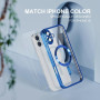 Husa Luxury tip MagSafe compatibila cu Apple iPhone 16, protectie camera, Margini colorate, Albastru inchis