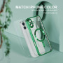 Husa Luxury tip MagSafe compatibila cu Apple iPhone 16, protectie camera, Margini colorate, Verde