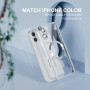 Husa Luxury tip MagSafe compatibila cu Apple iPhone 16, protectie camera, Margini colorate, Argintiu