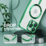 Husa Luxury tip MagSafe compatibila cu Apple iPhone 16 Pro, protectie camera, Margini colorate, Verde