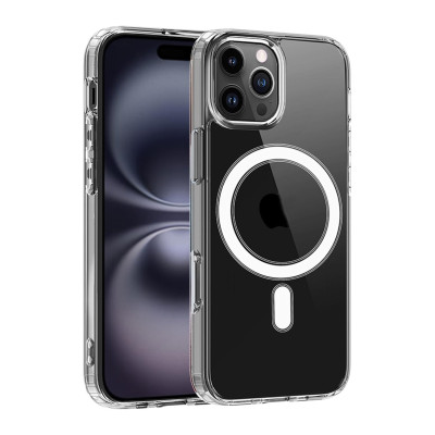 Husa Magnetica pentru Apple iPhone 16 Pro Max din silicon dur, Transparenta