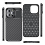 Husa de protectie Carbon Autofocus din Silicon pentru Apple iPhone 16 Pro - Negru