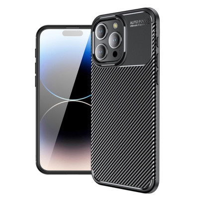 Husa de protectie Carbon Autofocus din Silicon pentru Apple iPhone 16 Pro Max - Negru