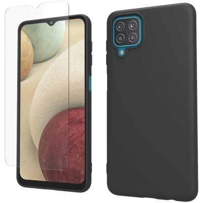 Husa protectie pentru Samsung Galaxy A12 ultra slim din silicon Negru,silk touch, interior din catifea