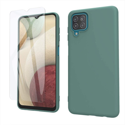 Husa protectie pentru Samsung Galaxy A12 ultra slim din silicon Verde ,silk touch, interior din catifea