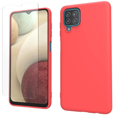 Husa protectie pentru Samsung Galaxy A12 ultra slim din silicon Rosu ,silk touch, interior din catifea