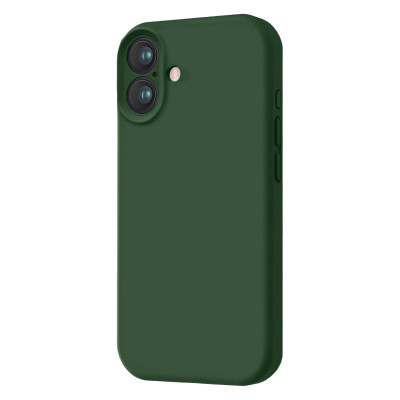 Husa de protectie din Silicon cu Microfibra la interior compatibila Apple iPhone 16, Verde inchis