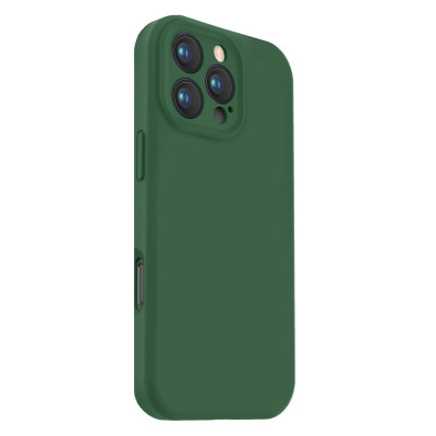 Husa de protectie din Silicon cu Microfibra la interior compatibila Apple iPhone 16 Pro, Verde inchis