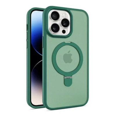 Husa Din Silicon Magnetic Ring Stand cu set de protectie pentru camere cadou, compatibila Apple iPhone 12 - Verde