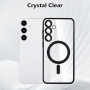 Husa Luxury tip MagSafe compatibila cu Samsung Galaxy S25, protectie camera, Margini colorate, Negru