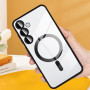 Husa Luxury tip MagSafe compatibila cu Samsung Galaxy S25, protectie camera, Margini colorate, Negru