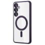 Husa Luxury tip MagSafe compatibila cu Samsung Galaxy S25, protectie camera, Margini colorate, Mov