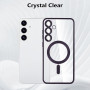 Husa Luxury tip MagSafe compatibila cu Samsung Galaxy S25, protectie camera, Margini colorate, Mov