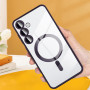 Husa Luxury tip MagSafe compatibila cu Samsung Galaxy S25, protectie camera, Margini colorate, Mov