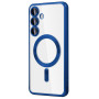 Husa Luxury tip MagSafe compatibila cu Samsung Galaxy S25 Plus, protectie camera, Margini colorate, Albastru
