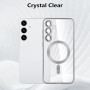 Husa Luxury tip MagSafe compatibila cu Samsung Galaxy S25 Plus, protectie camera, Margini colorate, Argintiu